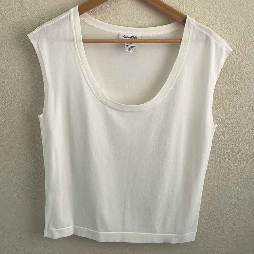 Calvin Klein women’s scoop neck sleeveless lot | white | size large
